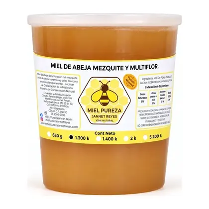 Miel Multiflor y Mezquite Clásica 1.3 kg · envase de plástico