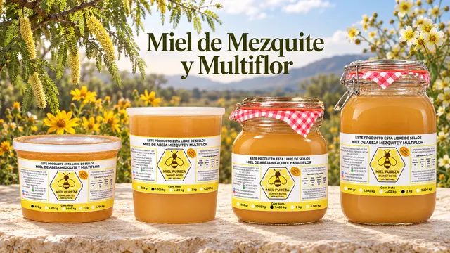 Miel de Mezquite y Multiflor Miel Pureza Jannet Reyes